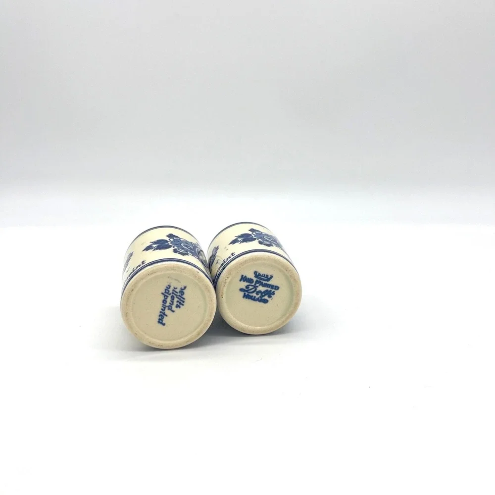 Vintage Vandermint Delft Blue Ceramic Shot Glasses‎ Windmill Dutch Barware